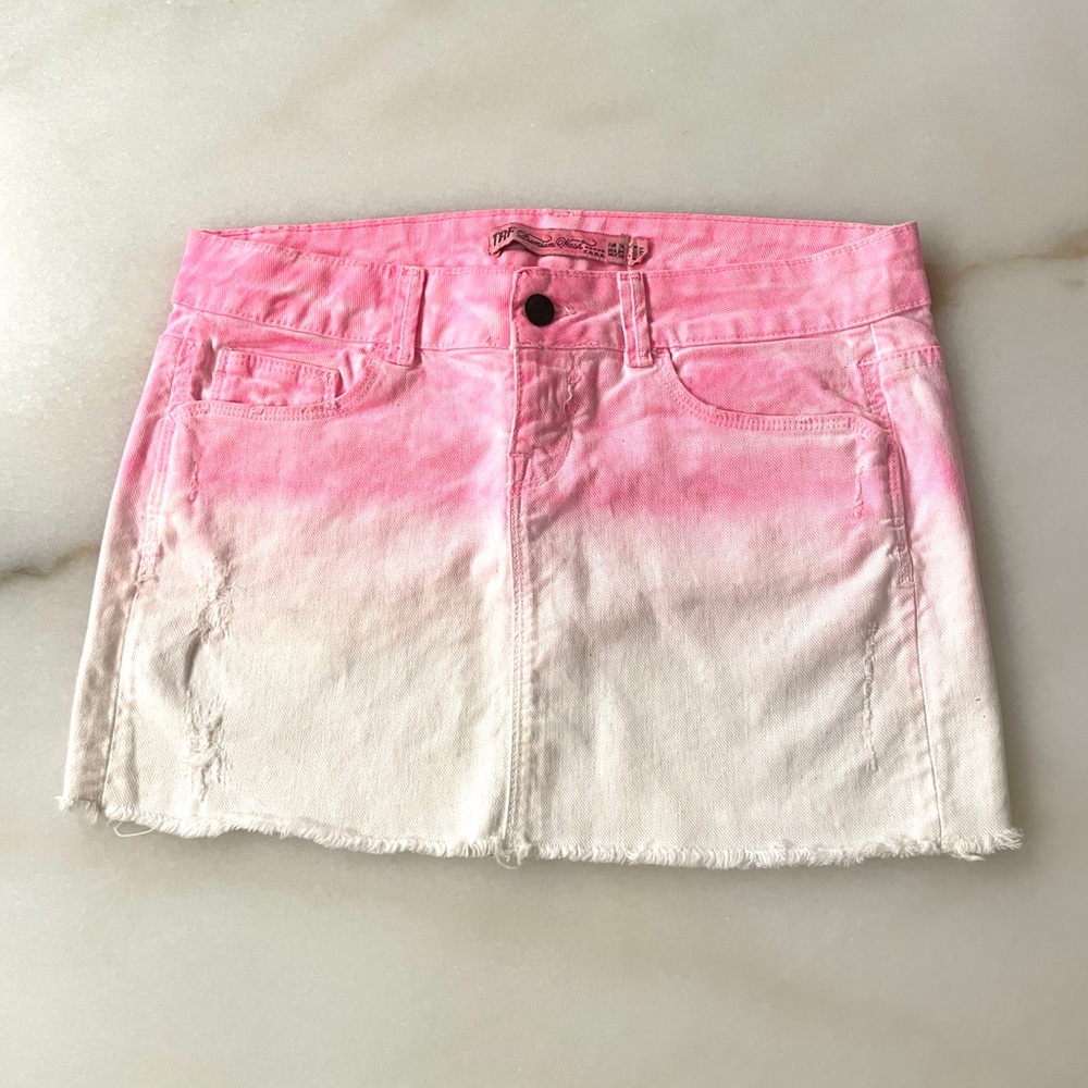 Zara Ombré Dip Dye Denim Mini Skirt